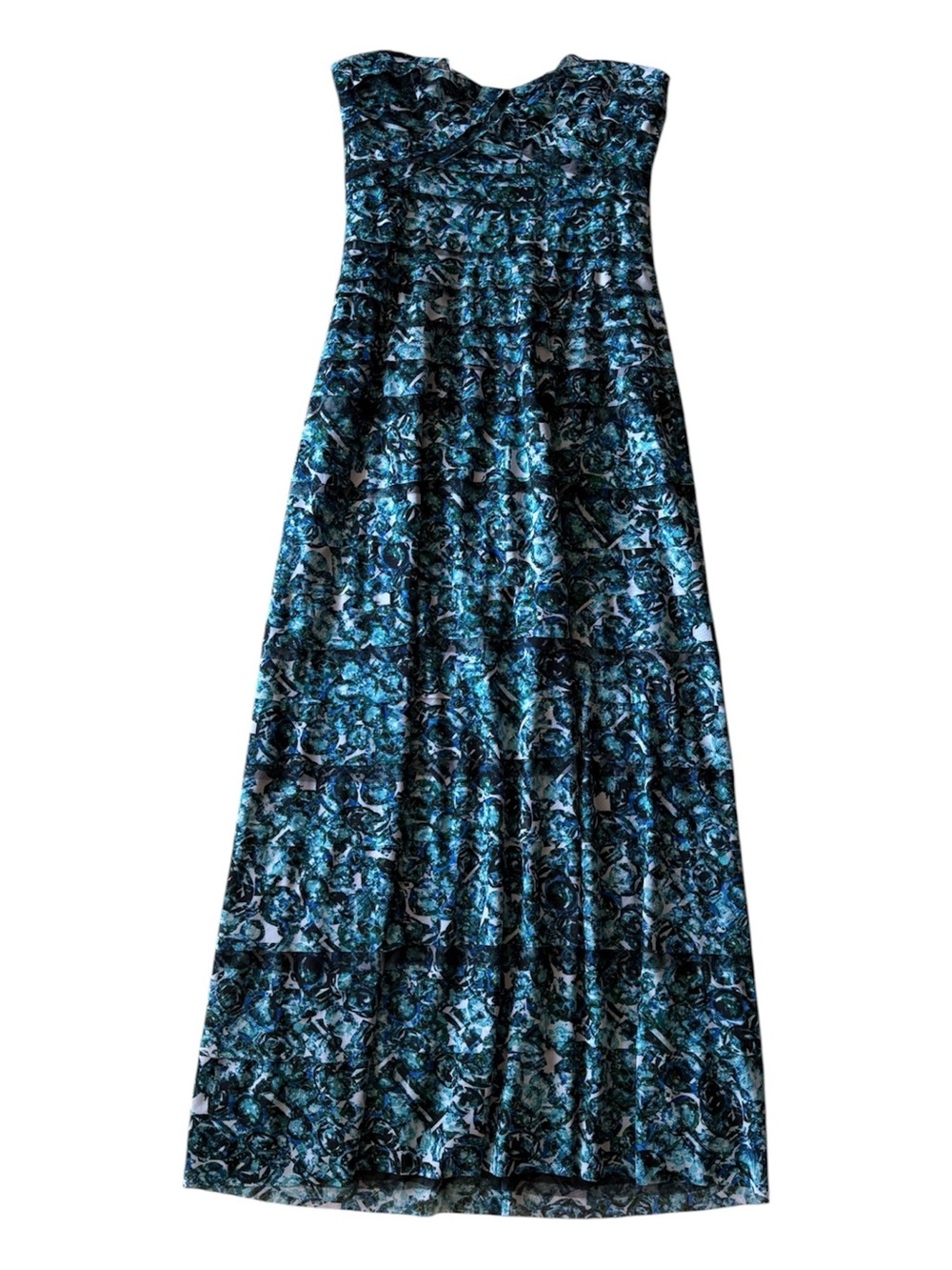 BCBG MAXAZRIA Erika Kaleidoscopic Jewel Strapless Maxi Dress Size 8